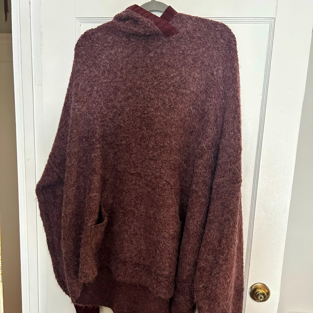 Free People Burgundy Knit hoodie sweater